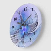 Abstracte moderne Fractal Art Lavendel blauw Grote Klok (Hoek)