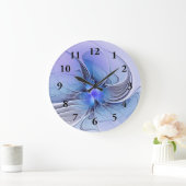 Abstracte moderne Fractal Art Lavendel blauw Grote Klok (Huis)