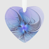 Abstracte moderne Fractal Art Lavendel Blauw Hart Ornament (voorkant)