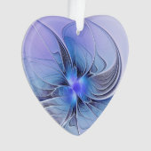 Abstracte moderne Fractal Art Lavendel Blauw Hart Ornament (voorkant)