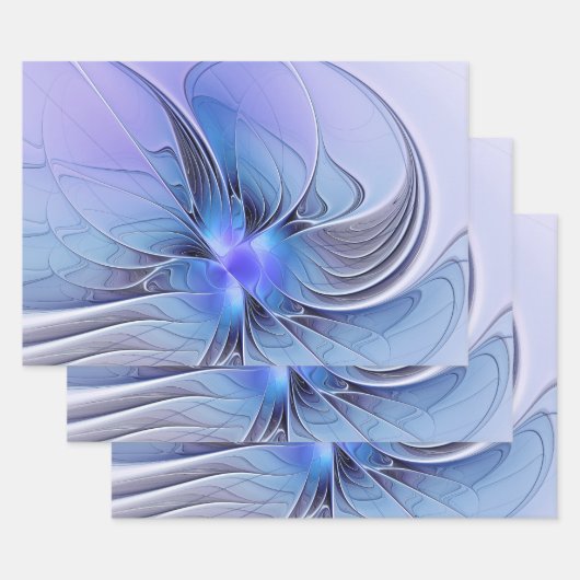 Abstracte moderne Fractal Art Lavendel blauw Inpakpapier Vel (Set)