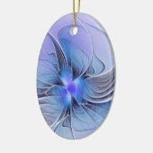 Abstracte moderne Fractal Art Lavendel blauw Keramisch Ornament (Links)