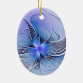 Abstracte moderne Fractal Art Lavendel blauw Keramisch Ornament (Achterkant)