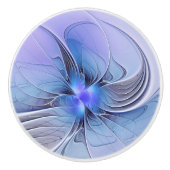 Abstracte moderne Fractal Art Lavendel blauw Keramische Knop (Voorkant)