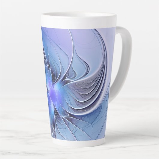 Abstracte moderne Fractal Art Lavendel blauw Latte Mok (Rechterhoek)