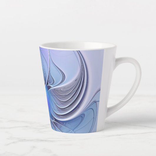 Abstracte moderne Fractal Art Lavendel blauw Latte Mok (Rechts)