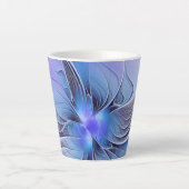 Abstracte moderne Fractal Art Lavendel blauw Latte Mok (Voorkant)