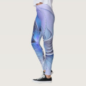 Abstracte moderne Fractal Art Lavendel blauw Leggings (Links)