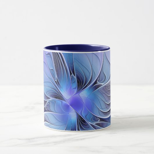 Abstracte moderne Fractal Art Lavendel blauw Mok (Midden)