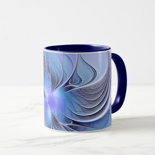 Abstracte moderne Fractal Art Lavendel blauw Mok (Voorkant rechts)