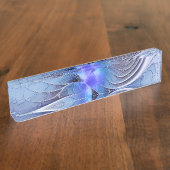 Abstracte moderne Fractal Art Lavendel blauw Naambordje (Zijkant)