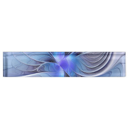 Abstracte moderne Fractal Art Lavendel blauw Naambordje