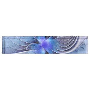Abstracte moderne Fractal Art Lavendel blauw Naambordje