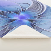 Abstracte moderne Fractal Art Lavendel blauw Sherpa Deken (3/4)