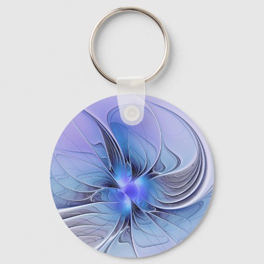 Abstracte moderne Fractal Art Lavendel blauw Sleutelhanger (Voorkant)