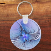Abstracte moderne Fractal Art Lavendel blauw Sleutelhanger (Achterkant)