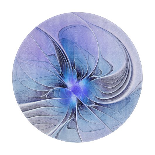 Abstracte moderne Fractal Art Lavendel blauw Snijplank (Voorkant)
