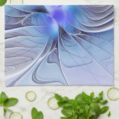 Abstracte moderne Fractal Art Lavendel blauw Theedoek (Gevouwen)