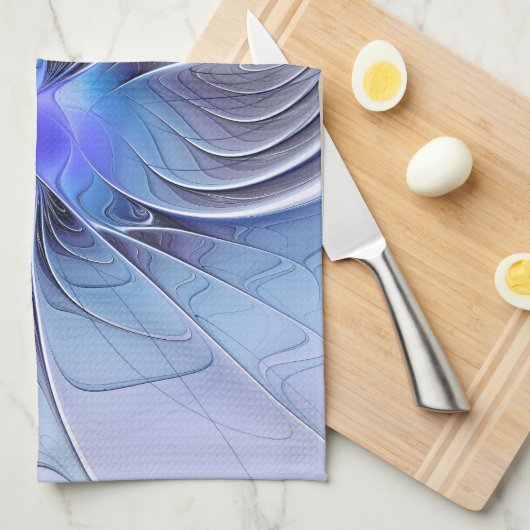 Abstracte moderne Fractal Art Lavendel blauw Theedoek (Quarter Fold)