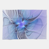 Abstracte moderne Fractal Art Lavendel blauw Theedoek (Horizontaal)