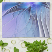 Abstracte moderne Fractal Art Lavendel blauw Theedoek (Gevouwen)