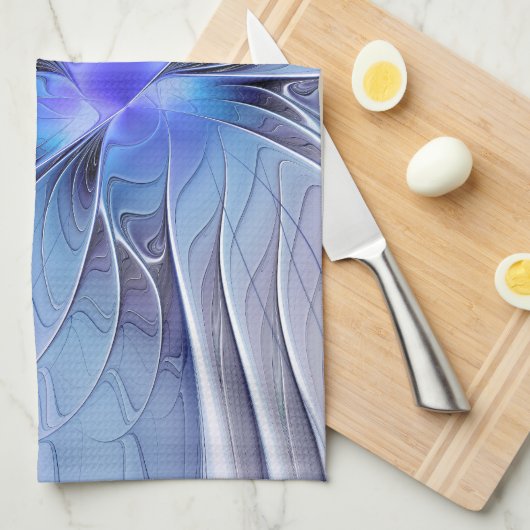 Abstracte moderne Fractal Art Lavendel blauw Theedoek (Quarter Fold)