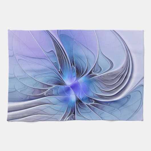 Abstracte moderne Fractal Art Lavendel blauw Theedoek (Horizontaal)