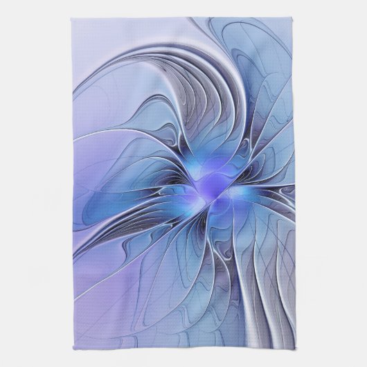 Abstracte moderne Fractal Art Lavendel blauw Theedoek (Verticaal)