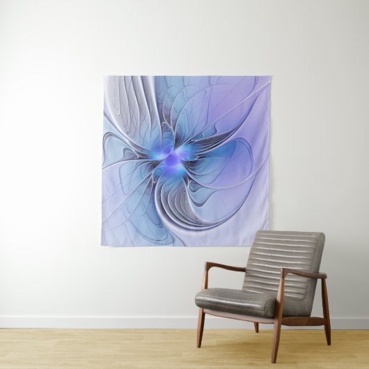 Abstracte moderne Fractal Art Lavendel blauw Wandkleed (In Situ (horizontaal))