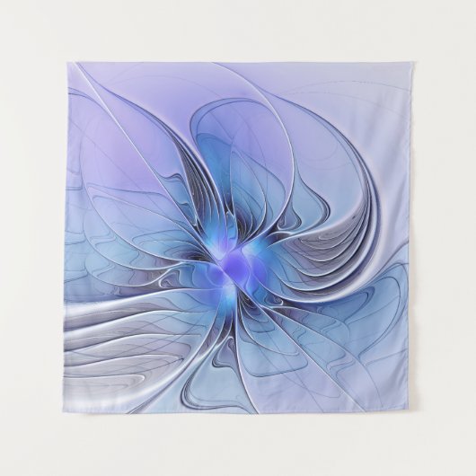 Abstracte moderne Fractal Art Lavendel blauw Wandkleed (Voorkant)
