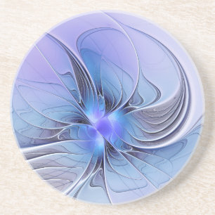 Abstracte moderne Fractal Art Lavendel blauw Zandsteen Onderzetter
