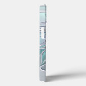 Abstracte moderne fractal bloem met blauwe monogra Case-Mate iPhone case (Achterkant / Rechts)