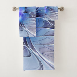 Abstracte moderne fractale kunst lavendelblauw bad handdoek