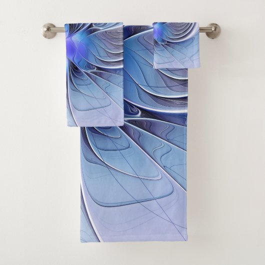Abstracte moderne fractale kunst lavendelblauw bad handdoek (Insitu)