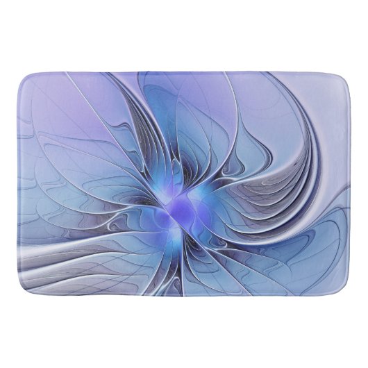 Abstracte moderne fractale kunst lavendelblauw badmat (Voorkant)