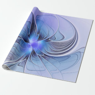 Abstracte moderne fractale kunst lavendelblauw cadeaupapier