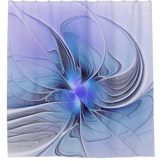 Abstracte moderne fractale kunst lavendelblauw douchegordijn (Voorkant)