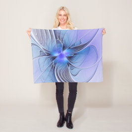 Abstracte moderne fractale kunst lavendelblauw fleece deken