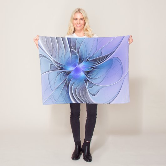 Abstracte moderne fractale kunst lavendelblauw fleece deken (In situ)