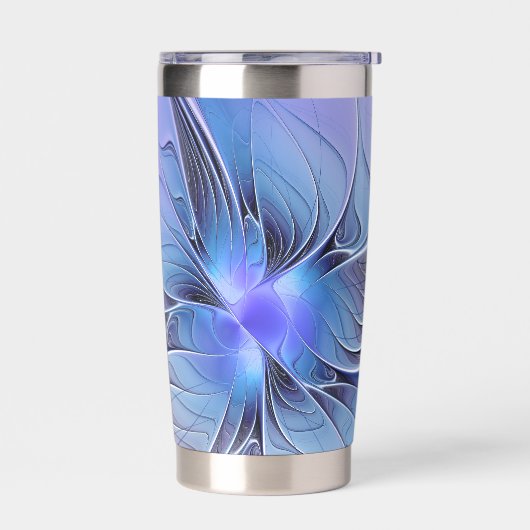 Abstracte moderne fractale kunst lavendelblauw geïsoleerde drinkbeker (Links)