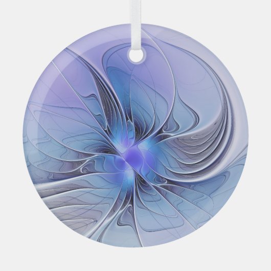 Abstracte moderne fractale kunst lavendelblauw glas ornament (Voorkant)