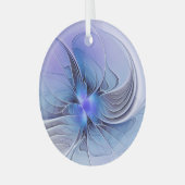 Abstracte moderne fractale kunst lavendelblauw glas ornament (Voorkant links)