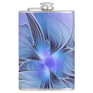 Abstracte moderne fractale kunst lavendelblauw heupfles