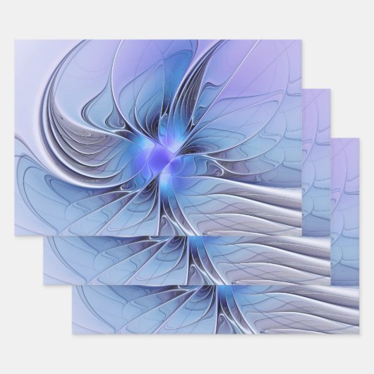 Abstracte moderne fractale kunst lavendelblauw inpakpapier vel (Set)