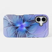 Abstracte moderne fractale kunst lavendelblauw iPhone 16 hoesje (Achterkant horizontaal)