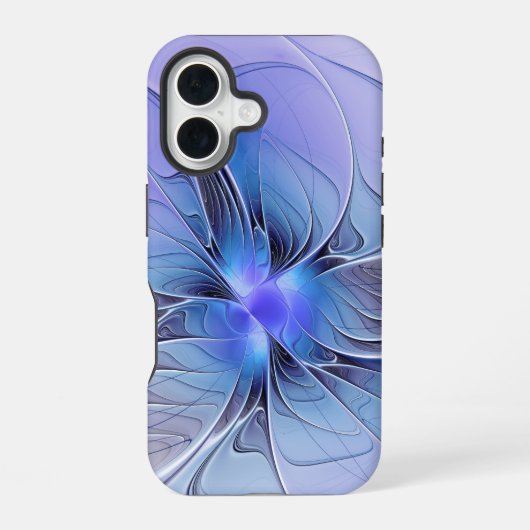 Abstracte moderne fractale kunst lavendelblauw iPhone 16 hoesje (Achterkant)