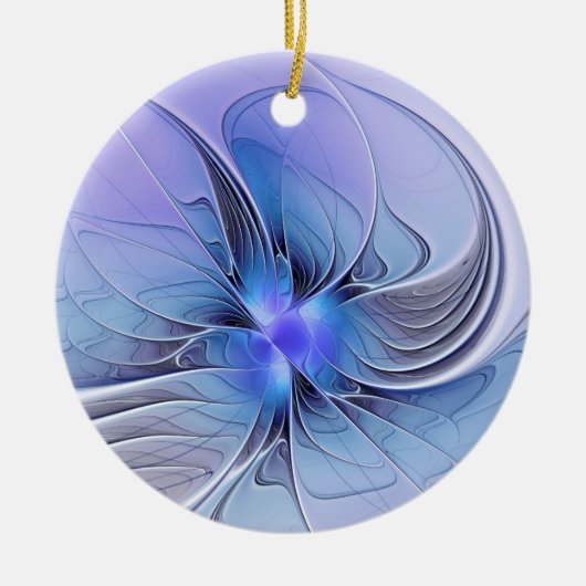 Abstracte moderne fractale kunst lavendelblauw keramisch ornament (Voorkant)