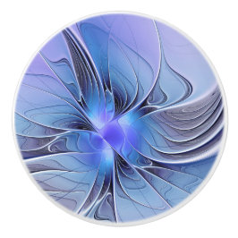 Abstracte moderne fractale kunst lavendelblauw keramische knop