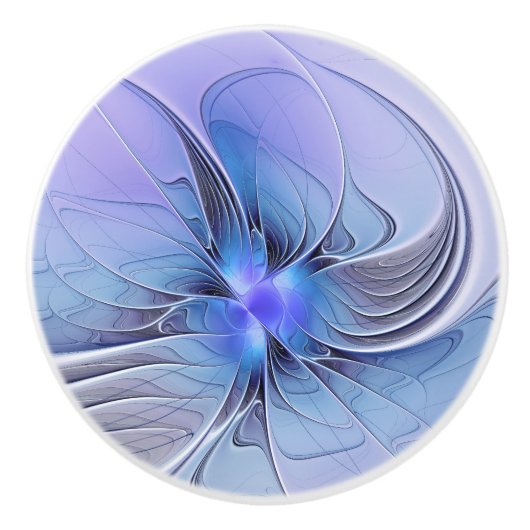 Abstracte moderne fractale kunst lavendelblauw keramische knop (Voorkant)