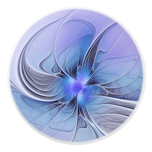 Abstracte moderne fractale kunst lavendelblauw keramische knop (Voorkant)